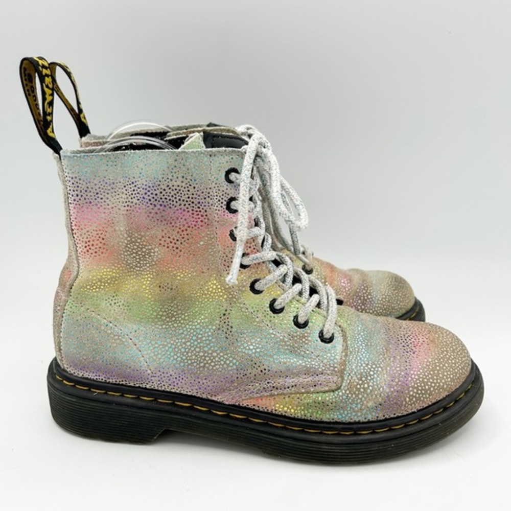 Dr.‎ Martens Youth 1460 Pascal Rainbow Iridescent Lace Up Boots Size 2 US